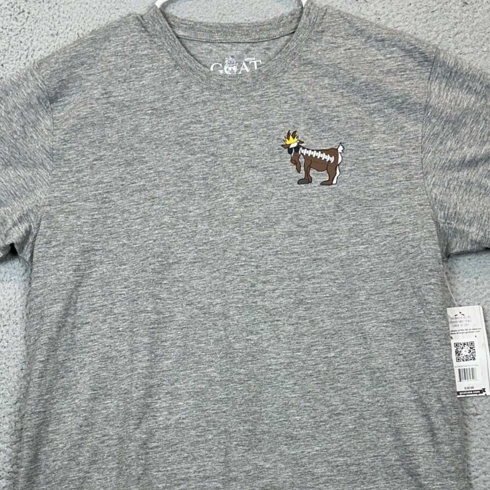NEW GOAT USA T-Shirt Men Medium Heather Grey Football Chuck the Goat Graphic Tee